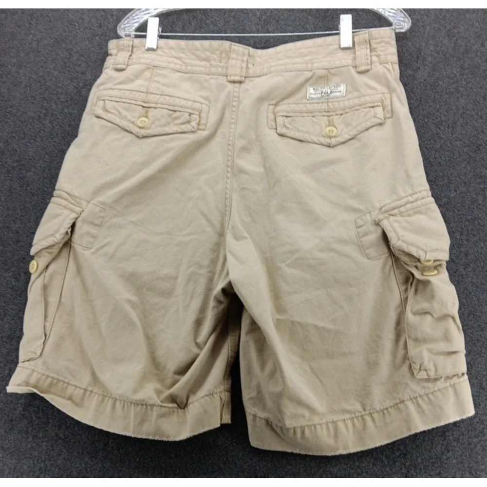 Polo Ralph Lauren blue label men's cargo‎ shorts size 33 tan Classic Pockets